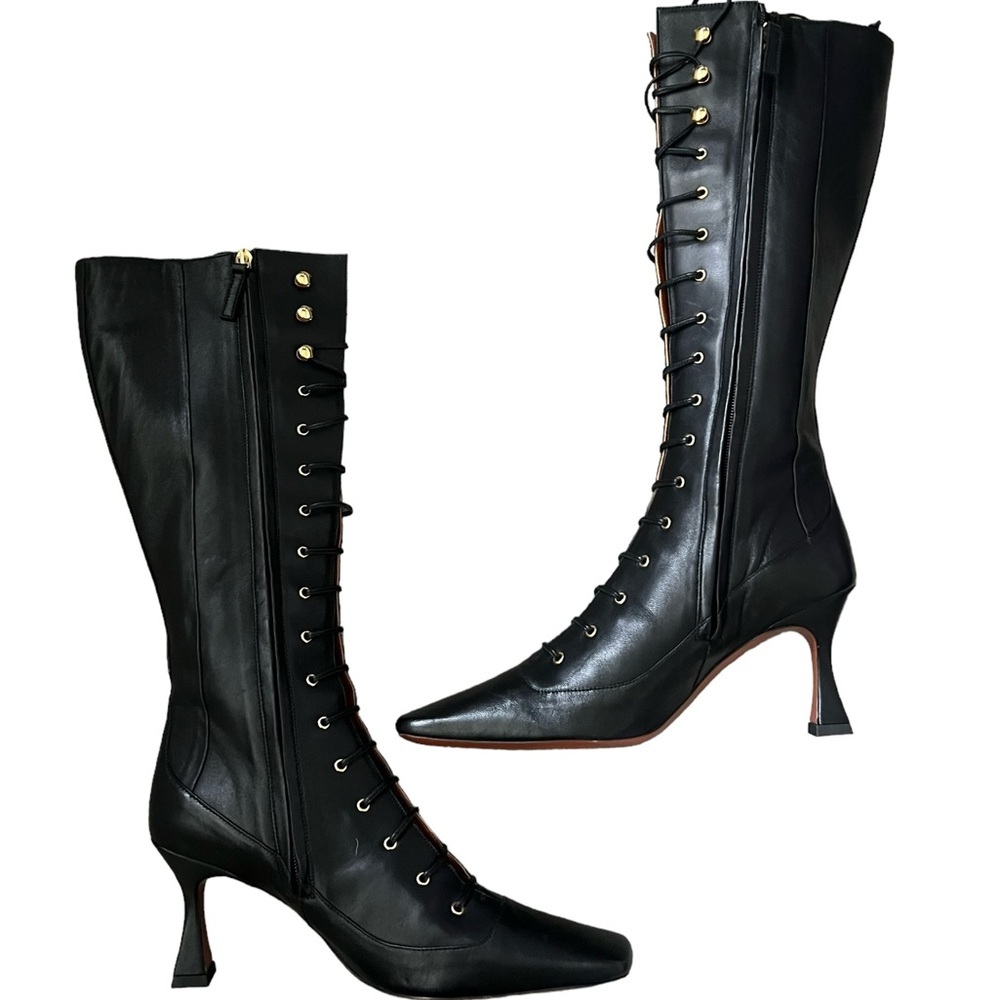 MANU ATELIER Xx Duck 80mm Leather Knee-high Boots In Black Sz 41/11 - Picture 7 of 14